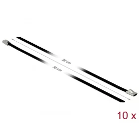  Delock Rozsdamentes Acél Kábelkötegek Hossza 300 x Szélesség 4,6 mm fekete 10 db. (DL-18810)