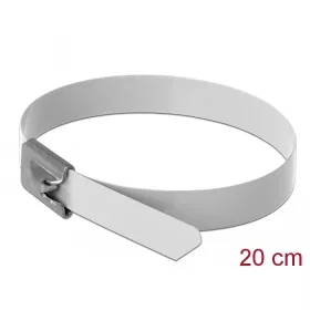   Delock Rozsdamentes Acél Kábelkötegek Hossza 200 x Szélesség 7,9 mm fehér 10 db. (DL-18821)