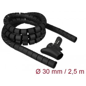   Delock Spirális kábelburkolat behúzó eszközzel 2,5 m x 30 mm fekete (DL-18838)