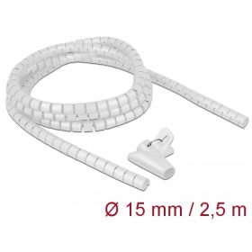   Delock Spirális kábelburkolat behúzó eszközzel 2,5 m x 15 mm fehér (DL-18839)