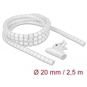   Delock Spirális kábelburkolat behúzó eszközzel 2,5 m x 20 mm fehér (DL-18840)