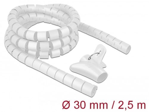 Delock Spirális kábelburkolat behúzó eszközzel 2,5 m x 30 mm fehér