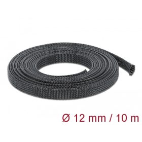   Delock Fonott kábelharisnya nyújtható 10 m x 12 mm fekete (DL-18902)