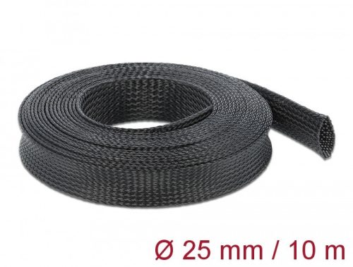 Delock Fonott kábelharisnya nyújtható 10 m x 25 mm fekete