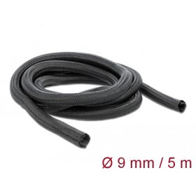   Delock Fonott kábelharisnya önzáródó 5 m x 9 mm fekete (DL-18905)