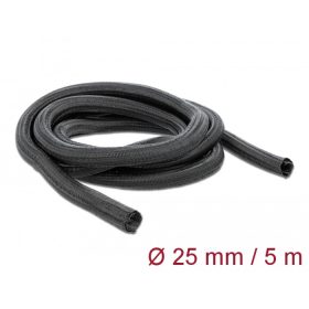   Delock Fonott kábelharisnya önzáródó 5 m x 25 mm fekete (DL-18920)