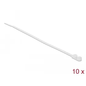   Delock Kábelkötöző szorító fűzőlyukkal Hx 300 x Sz 4,8 mm, 10 darab fehér (DL-18946)