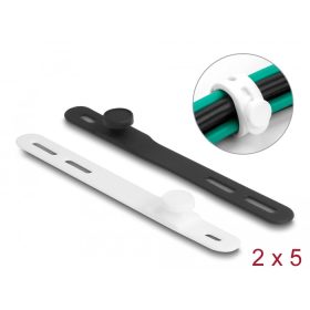   Delock Kötöző készlet 10 db-os, puha, flexibilis, újrahasznosítható, fekete / fehér (DL-19005)