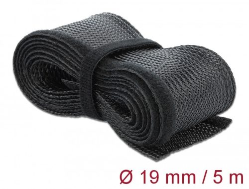 Delock Fonott kábelharisnya tépőzárral 5 m x 19 mm fekete