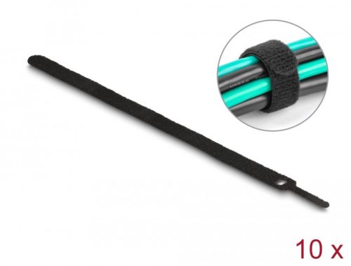 Delock Befűzős kábelkötegelő hossza 250 mm fekete 12 mm, 10 db.