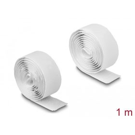   Delock Öntapadó tépőzáras szalag-szett, H 1 m és Sz 20 mm fehér (DL-19061)