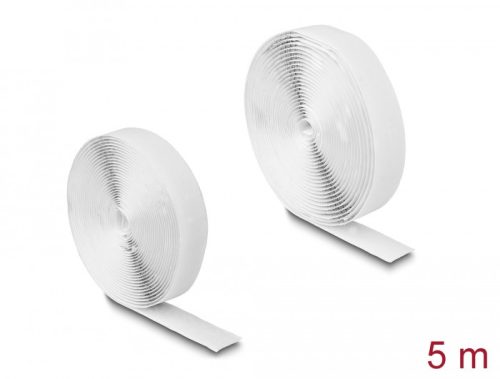 Delock Öntapadó tépőzáras szalag-szett, H 5 m és Sz 20 mm fehér