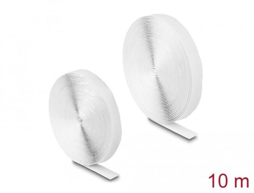 Delock Öntapadó tépőzáras szalag-szett, H 10 m és Sz 20 mm fehér