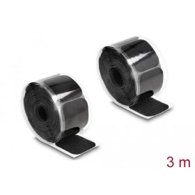   Delock Tépőzáras párna és tekercs öntapadós 45 x 50 mm nagyságú és 3 m hosszú fekete (DL-19106)