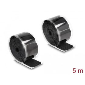   Delock Tépőzáras párna és tekercs öntapadós 45 x 50 mm nagyságú és 5 m hosszú fekete (DL-19108)