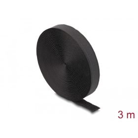   Delock Öntapadós szalag feltekercselve övvel Hx 3 m, Sz 20 mm fekete színű (DL-19111)