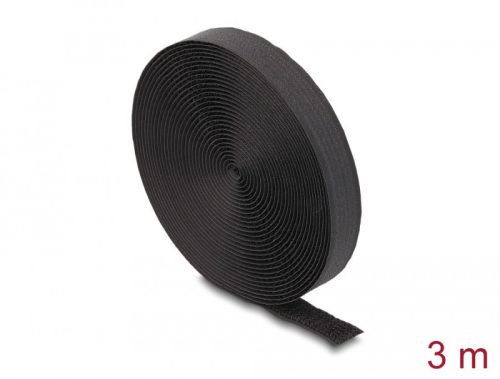 Delock Öntapadós szalag feltekercselve övvel Hx 3 m, Sz 20 mm fekete színű