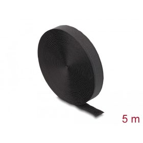   Delock öntapadós szalag feltekercselve övvel Hx 5 m, Sz 20 mm fekete színű (DL-19112)