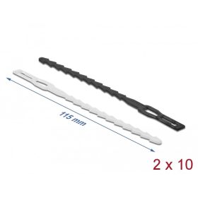   Delock Újrahasználható, villám-alakú kábel rögzítő szorító fűzőlyuk nyílással H 115 mm x Sz 4,5 mm, (DL-19317)