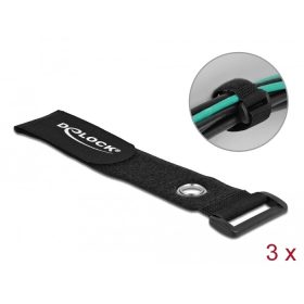   Delock Befűzős kábelkötegelő tépőzárral és szorító karikával hossza 280 mm, szélessége 38 mm, 3 db. (DL-19549)