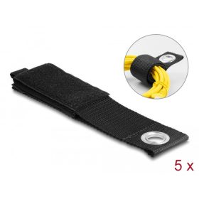   Delock Nagy teherbírású tépőzáras pánt szorító szemmel hossza 435 x szélessége 50 mm, 5 db. fekete (DL-19567)