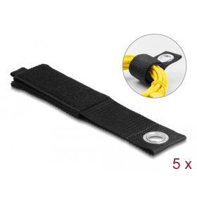   Delock Nagy teherbírású tépőzáras pánt szorító szemmel hossza 508 x szélessége 50 mm, 5 db. fekete (DL-19573)