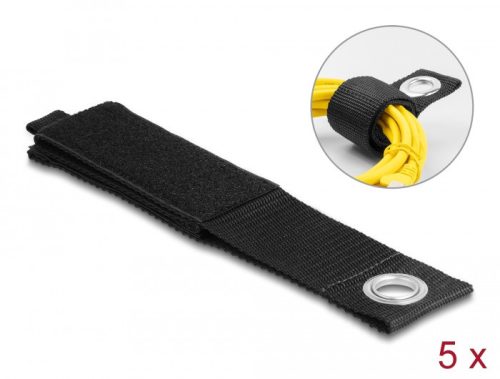 Delock Nagy teherbírású tépőzáras pánt szorító szemmel hossza 508 x szélessége 50 mm, 5 db. fekete