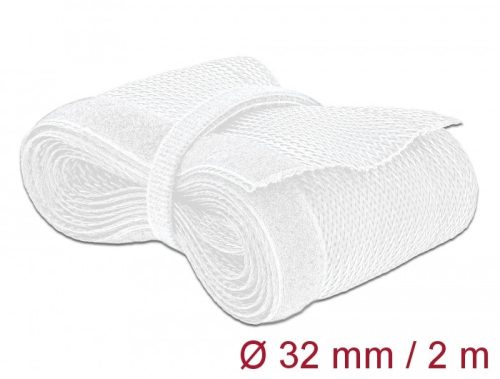 Delock Fonott kábelharisnya tépőzárral 2 m x 32 mm fehér