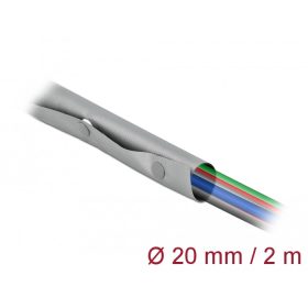   Delock Kábelkarmantyú patent szorítóval 2 m x 20 mm szürke / fekete (DL-20726)