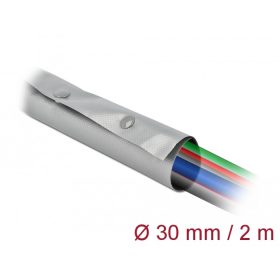   Delock Kábelkarmantyú patent szorítóval 2 m x 30 mm szürke / fekete (DL-20727)