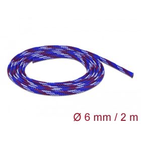   Delock Fonott kábelharisnya nyújtható 2 m x 6 mm kék-piros-fehér (DL-20741)