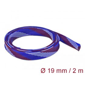   Delock Fonott kábelharisnya nyújtható 2 m x 19 mm kék-piros-fehér (DL-20746)