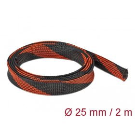   Delock Fonott kábelharisnya nyújtható 2 m x 25 mm fekete-piros (DL-20748)