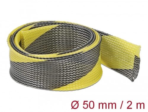 Delock Fonott kábelharisnya nyújtható 2 m x 50 mm fekete-sárga