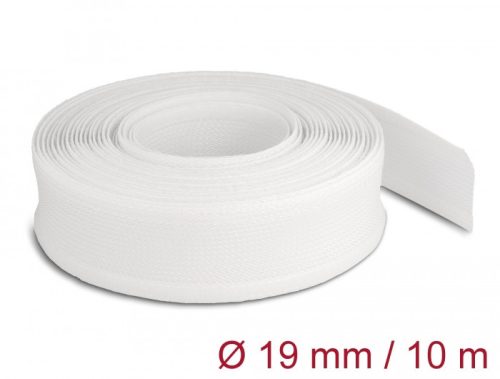Delock Fonott kábelharisnya tépőzárral 10 m x 19 mm fehér