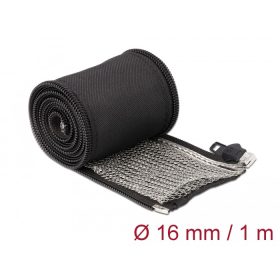   Delock Hőellenálló EMI Shielding fonott borítás zipzárral, 1 m x 16 mm méretű, fekete (DL-20845)