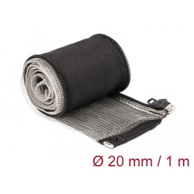   Delock Hőellenálló EMI Shielding fonott borítás zipzárral, 1 m x 20 mm méretű, fekete (DL-20846)