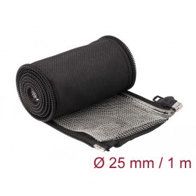   Delock Hőellenálló EMI Shielding fonott borítás zipzárral, 1 m x 25 mm méretű, fekete (DL-20847)
