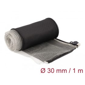   Delock Hőellenálló EMI Shielding fonott borítás zipzárral, 1 m x 30 mm méretű, fekete (DL-20848)