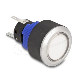   Delock Kiálló nyomógomb installációhoz 22 mm 5 db. forrasztott csatlakozó működtetővel lapos, műanyag fehér LED világítás (DL-22046)