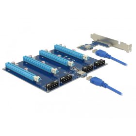   Delock Bővítőkártya PCI Express x1 > 4 x PCIe x16, 60 cm-es USB-kábellel (DL-41427)