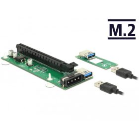   Delock Bovítokártya M.2 kulcs B+M > PCI Express x16 30 cm USB kábellel (DL-41428)