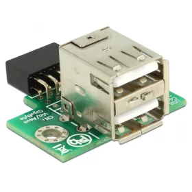   Delock Csatlakozósorral ellátott USB anya > 2 x USB 2.0 A-típusú anya - fölfelé vezeto (DL-41429)