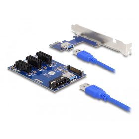   Delock Riser Card PCI Express x1 3 x PCIe x1 50 cm-es USB-kábellel (DL-41442)