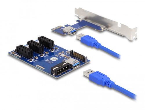 Delock Riser Card PCI Express x1 3 x PCIe x1 50 cm-es USB-kábellel