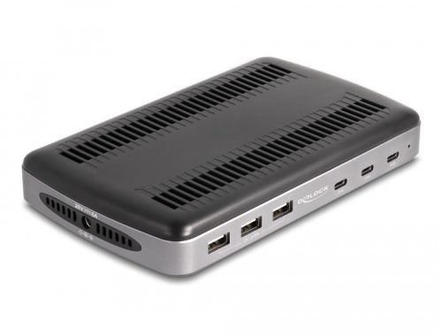 Delock USB töltőállomás 3 db. USB Type-C  PD-vel és 3 db. USB A-típusú csatlakozási felülettel (112 W)