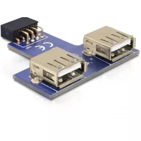   Delock USB 9tűs 2,54 mm-es fejléc anya > 2 x USB 2.0 anya - felfelé (DL-41824)