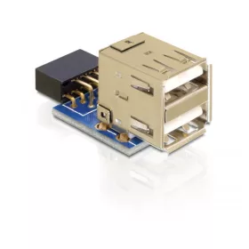   Delock USB 9tűs 2,54 mm-es fejléc anya > 2 x USB-A 2.0 anya - felfelé (DL-41825)
