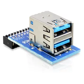   Delock USB 3.0 Pin fej, anya > 2 x USB 3.0 anya - egymáson elhelyezve (DL-41865)
