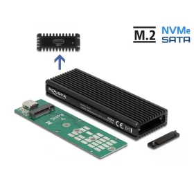   Delock Külső USB Type-C  kombinált ház M.2 NVMe PCIe vagy SATA SSD eszközhöz (DL-42004)